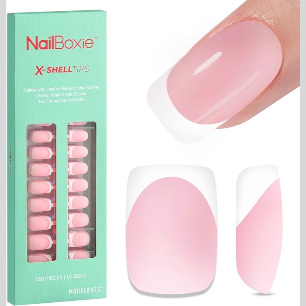 Pink & White French Nail Tips - 160 Pack